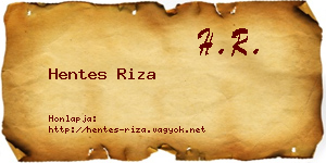 Hentes Riza névjegykártya